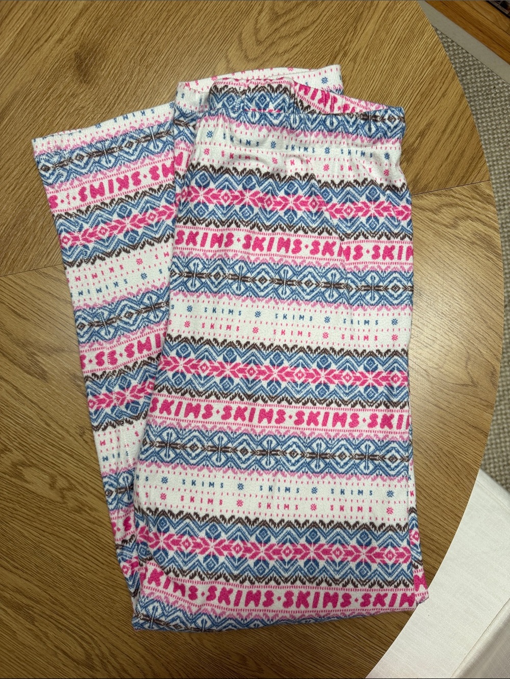 SKIMS Fair Isle Pajama Pants in Pink, Blue & White